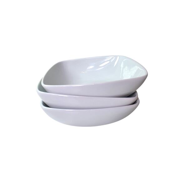 GIBSON ELITE White Square 6.5" Soup Cereal Bowl Set of 3 - Picture 1 of 6